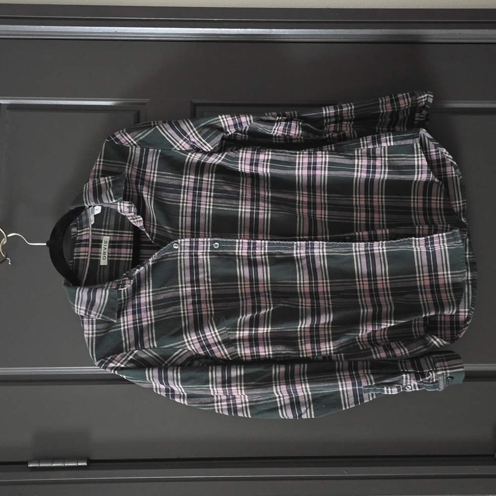 Orvis Forest Green and Pink Plaid Casual Shirt